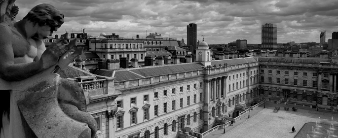 Black and white image of Somerset House East Wing