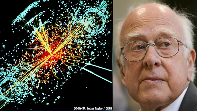 Peter Higgs and a CERN image