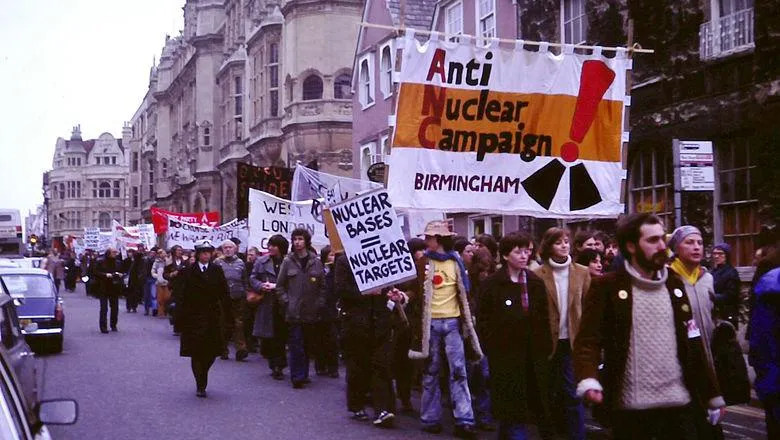 Anti-nuclear weapons protest march, Oxford, England, 1980.