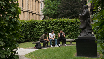 Students outside the Maughan Library at King's College London