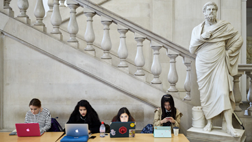 Students working on laptops, King's College London