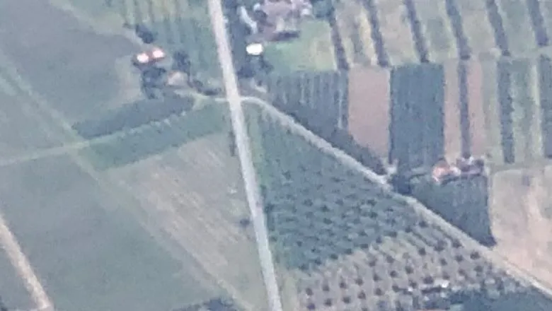 View of the Kenn Borek Aircraft (with the NASA HyTES sensor) from above during a two aircraft flight in Italy. 
