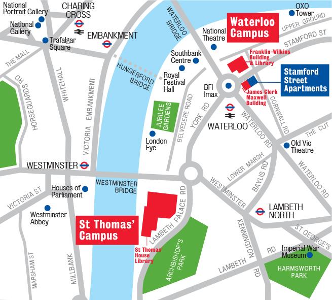 Waterloo and St Thomas' location map
