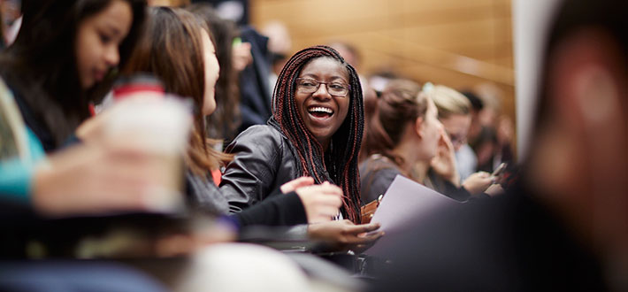 Students in New Hunt's House lecture theatre, Guy's Campus, King's College London