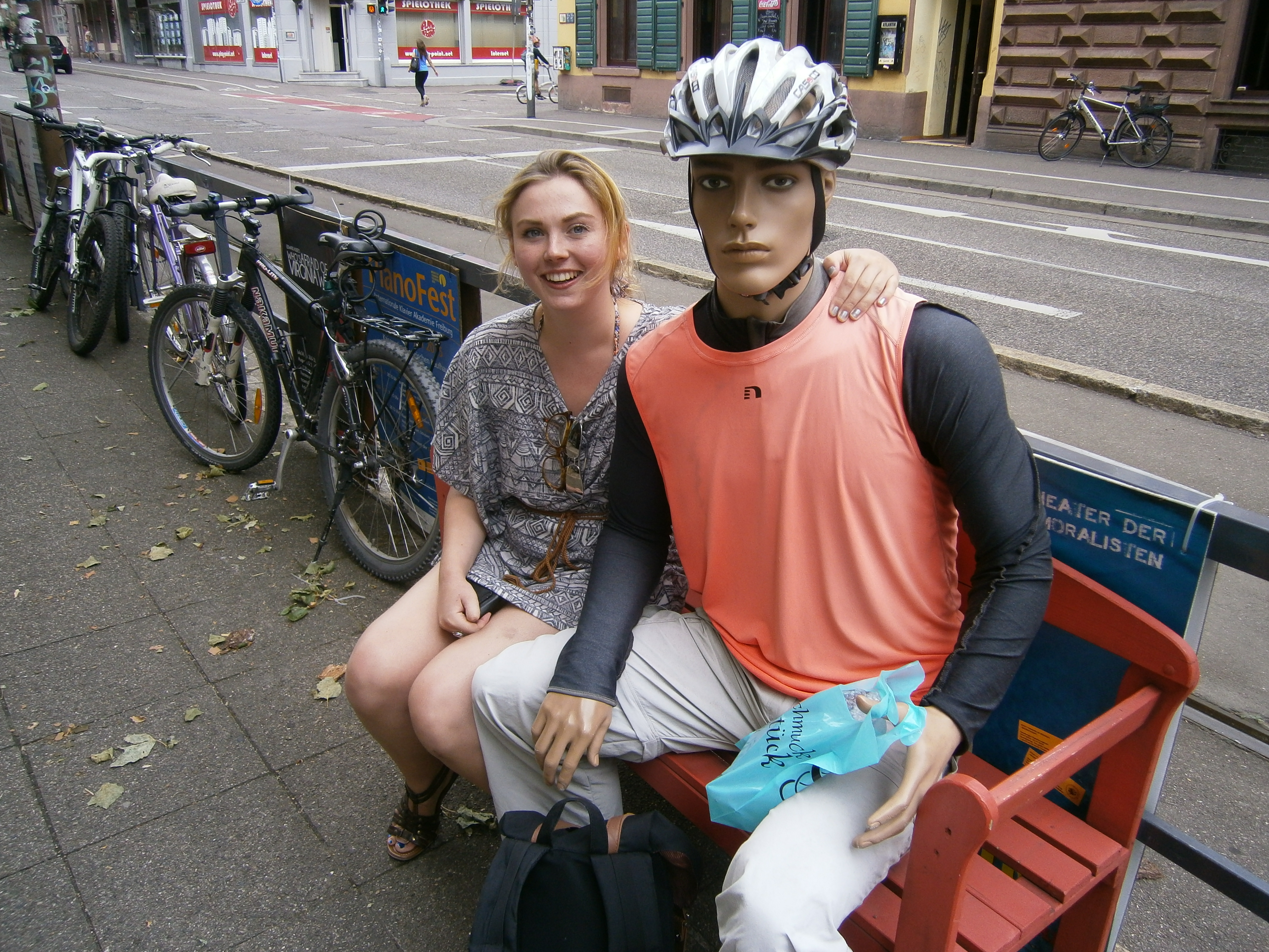 Lucy and man on bike