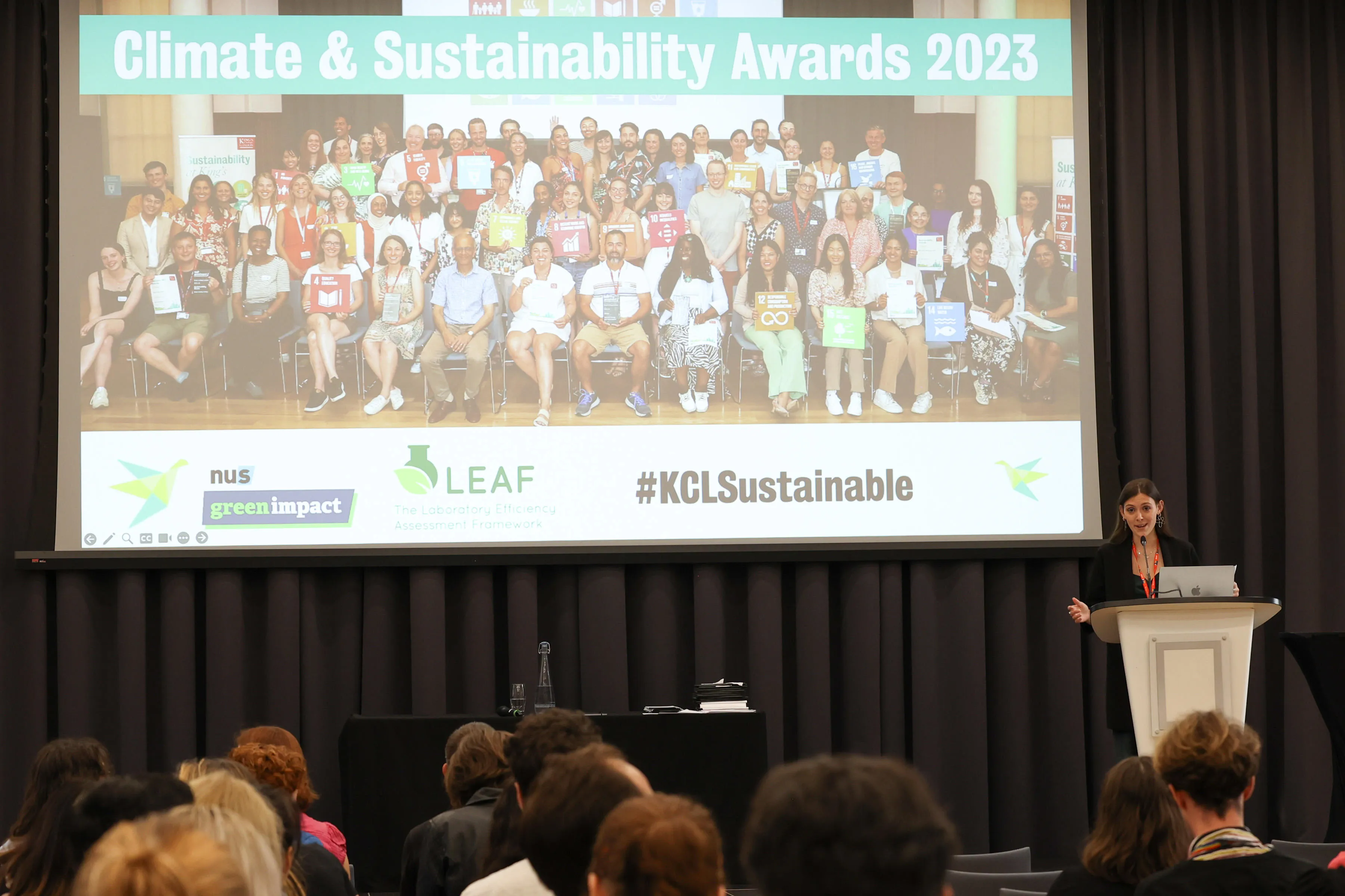 Climate & Sustainability Officer Rosa Roe Garcia welcoming everyone to the awards ceremony. 