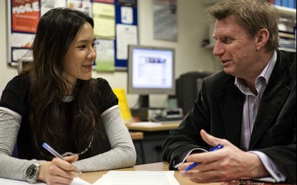 Student receiving advice