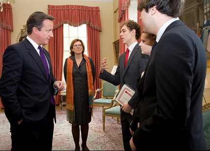 David Cameron and students