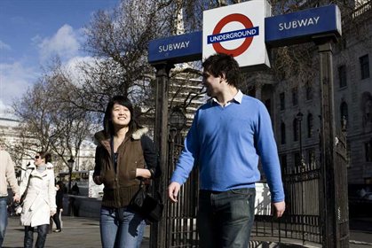 Students Outside Tube Stop