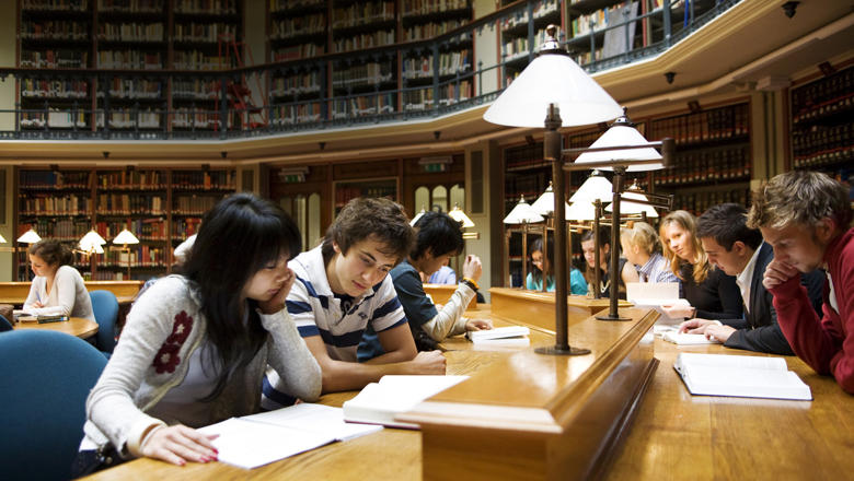 Students studying in the Maughan Library