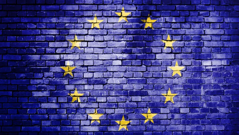 EU flag on brick