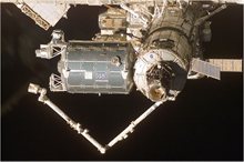 The ISS COLUMBUS module on the International space station - Rafael Lozano-Hemmer, "Subtitled Public", 2005. Sala de Arte Publico Siqueiros, Mexico City, Mexico. Photo by: Alex Dorfsman