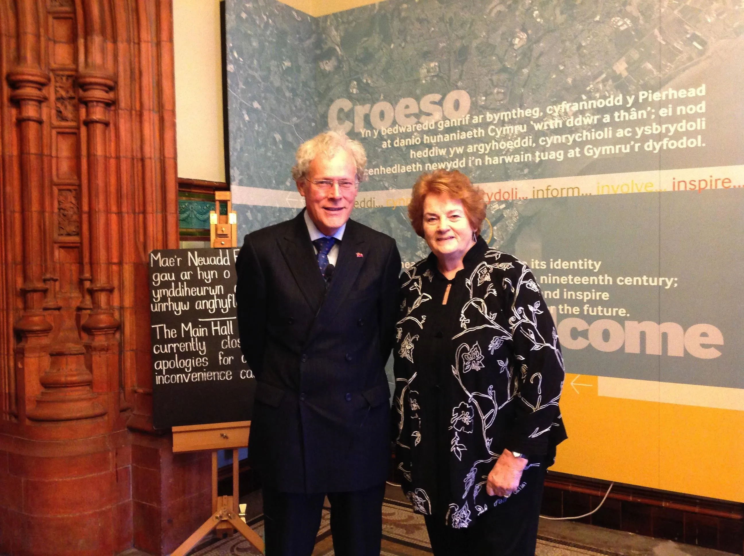 Professor David Carpenter with Dame Rosemary Butler in Wales.