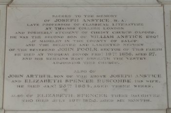 Joseph Anstice Marble Inscription