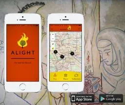 Two iPhone photos featuring the Alight logo and app 