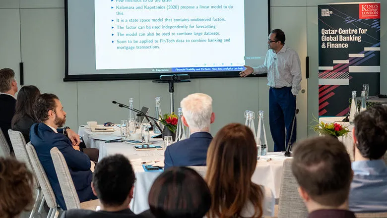 George Kapetanios speaking at the Policy Lab on 11 March 2020 at the Science Gallery London. 