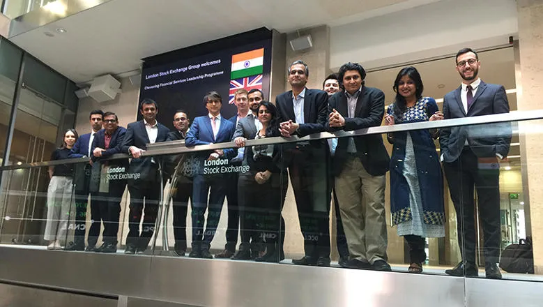 Our Chevening Fellows, along with King's staff, visit the London Stock Exchange, attending the listing of a masala bond.