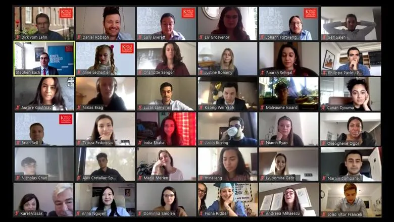Image of a video call with students