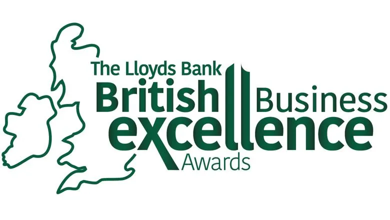 Logo of the British Business Excellence Awards: dark green text on a white background shown next to an outline map of the UK and Ireland
