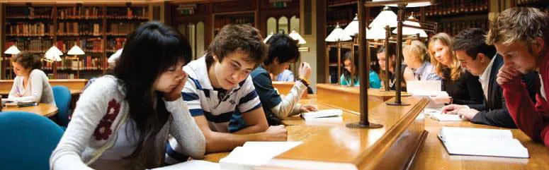 Students studying in library