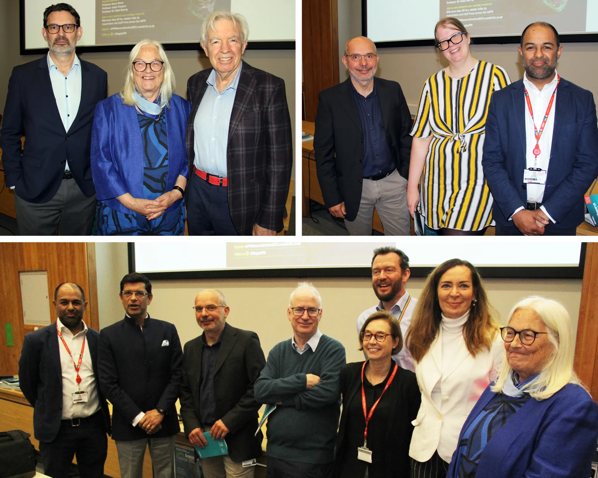 Top Left (left to right): Keynote speakers, Professor Oscar Marín, Professor Janet Treasure and Professor Sir Robin Murray
Top Right (left to right): RIC organisers - Dr Paolo De Luca, Annicka Ancliff, Professor Mitul Mehta
Bottom (left to right): Professor Mitul Mehta, Professor Shitij Kapur, Dr Paolo De Luca, Professor Sir Simon Wessely, Professor Chiara Nosarti, Professor Matthew Hotopf, Professor Katya Rubia, Professor Janet Treasure.