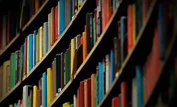 Books on library shelf