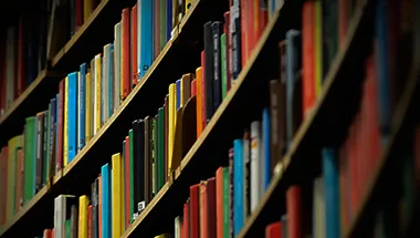 Books on library shelf