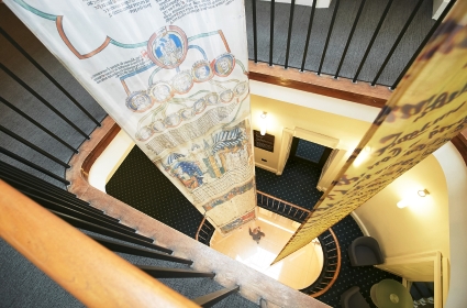 The Magna Carta banners hanging in Somerset House East Wing