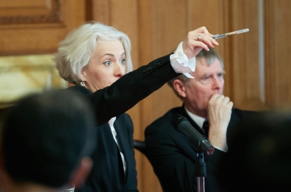 Taking questions from the audience at Human Rights Act event at Inner Temple. Hosted by The Dickson Poon School of Law, King's College London.