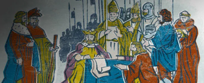 King John signing the Magna Carta, artwork by Toni Ramsell.