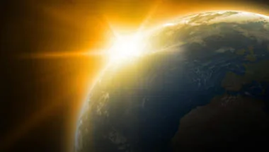 earth in satellite sunrise