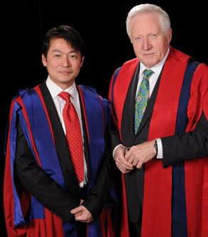 David Dimbleby, President of Dimbleby Cancer Care with Tony Ng