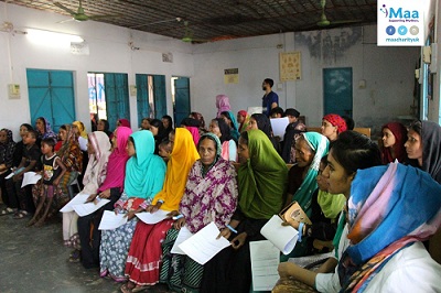 Women at education workshop in Bangladesh