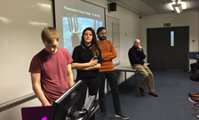 physiology students speaking to Tim Peake