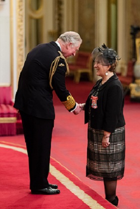 Professor Jane Sandall receiving her CBE