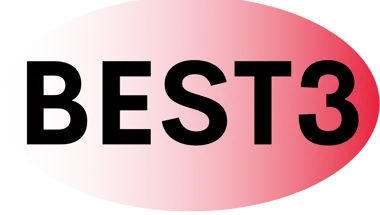 Logo for the BEST3 trial. The words best3 on red oval which gradually fades out from the left.
