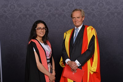 Tabasom Haghighi receiving her medal from the Duke of Wellington