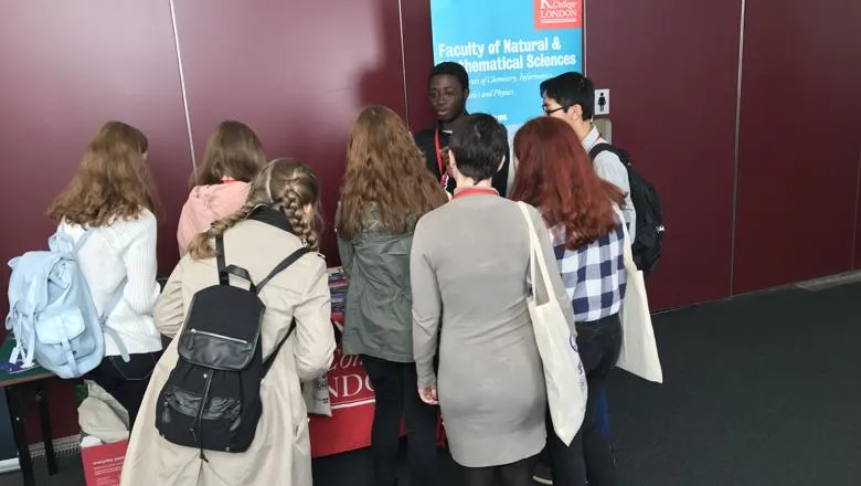 Students talking to a student ambassador
