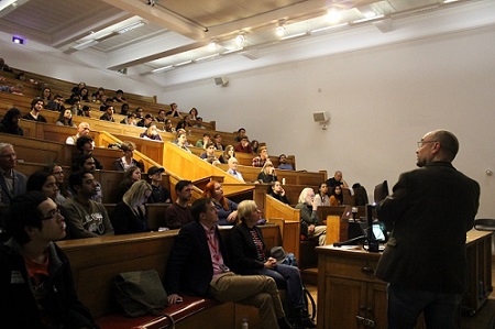 The Dark Matter Day audience in the Anatomy Lecture Theatre