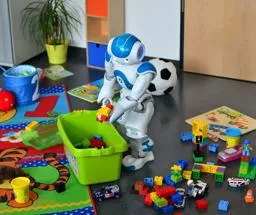 Robot tidying up toys
