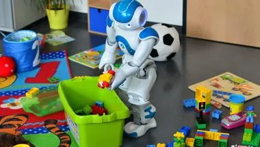 Robot tidying up toys