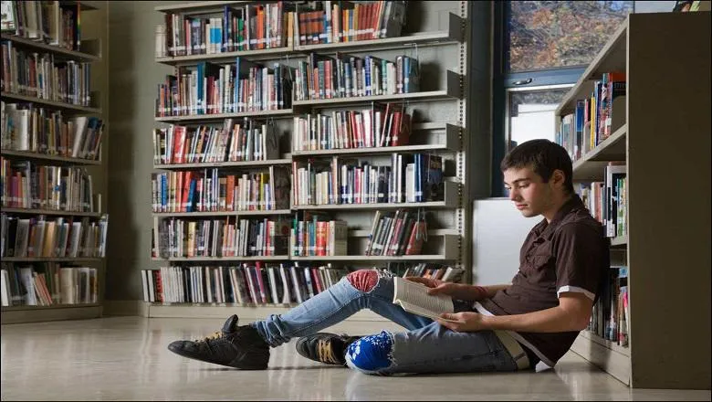 Teenage boy reading