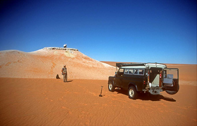 Lake Megafezzan sediment outcrops in the Ubari Sand Sea