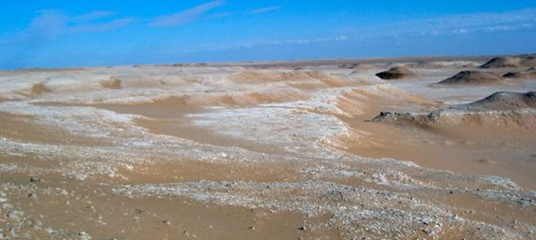 An outcrop of Lake Megafezzan sediments in Fezzan, Libya