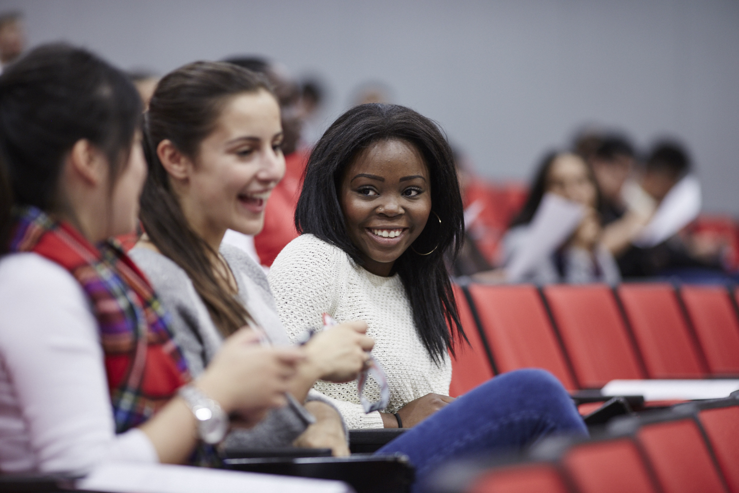 girls smiling lecture