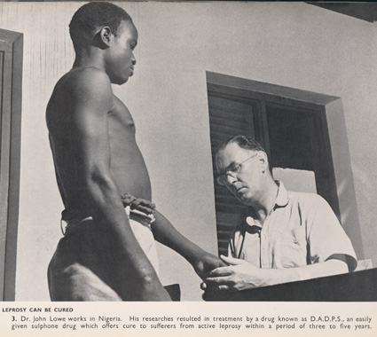 Doctor treating a leprosy patient with new drugs. From: Battle against disease. Great Britain. Central Office of Information