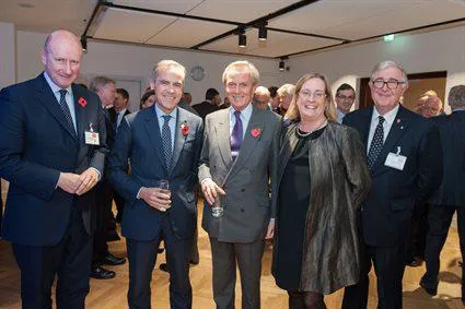 Chairman of King's College Council Lord Christopher Geidt; Governor of the Bank of England Mark Carney; Charles Wellesley, Duke of Wellington; Provost & Senior Vice President (Arts & Sciences) Professor Evelyn Welch; and King's President and Principal, Professor Edward Byrne.
