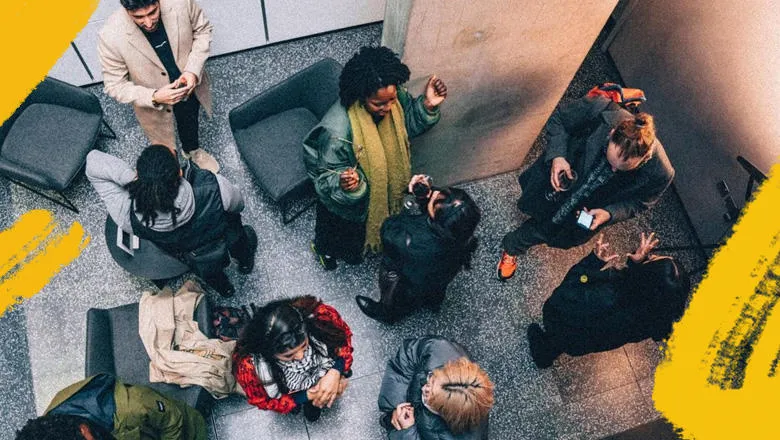 group of people talking