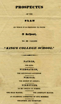 Prospectus for King's College School, Nassau, Bahamas in the1830s ASC_sp_KA_IC_K3-Prospectus-p2-cropped