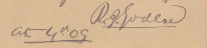 Detail showing date and signature of RJ Godlee